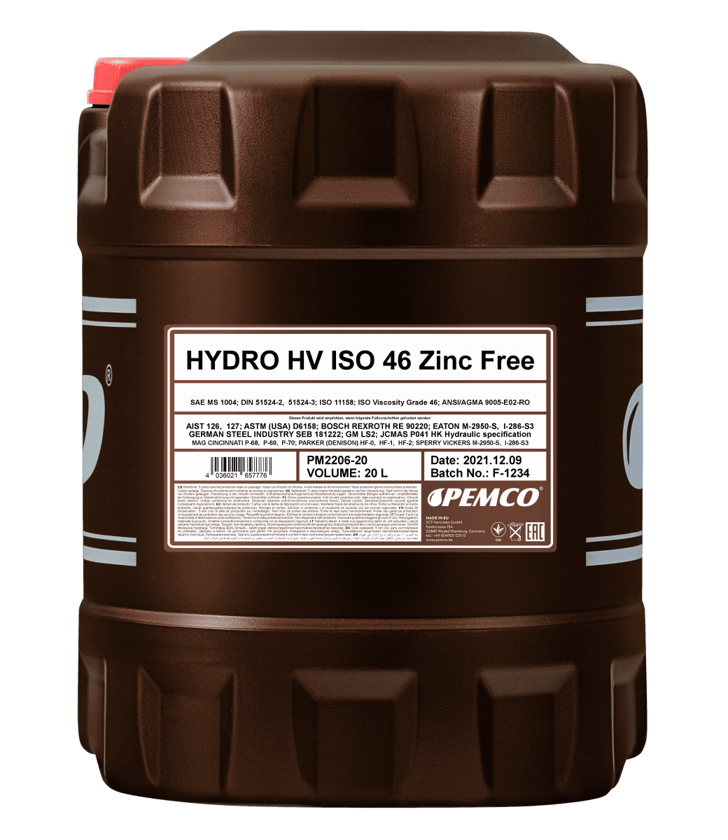 Масло гидравлическое Pemco Hydro HV Zinc Free HVLP 46