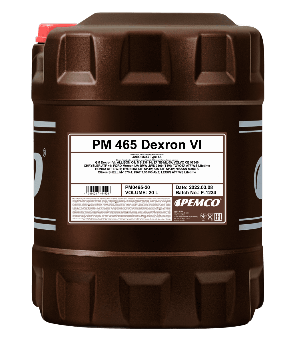 Масло трансмиссионное Pemco 465 ATF Dexron VI