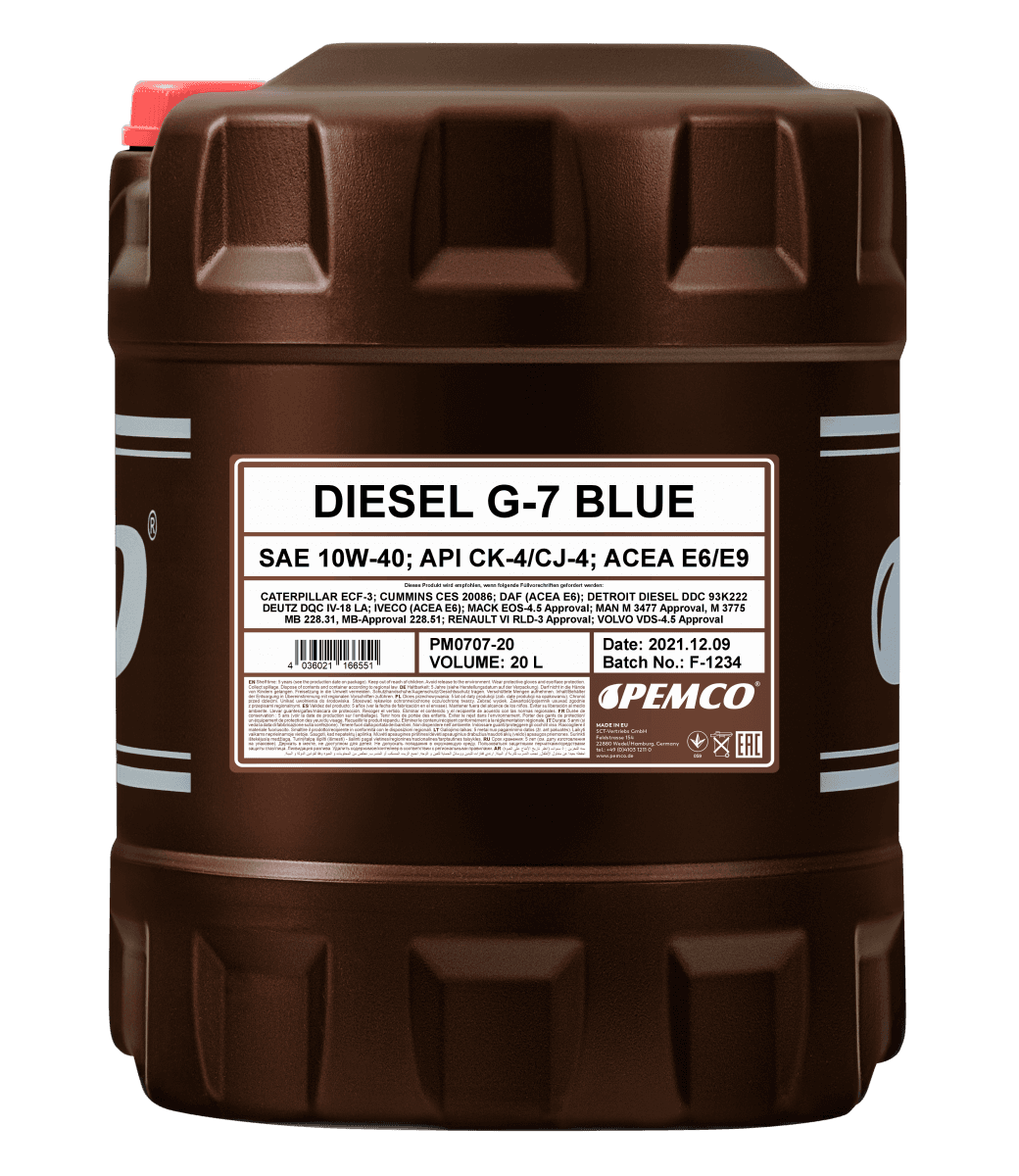 Масло моторное Pemco Diesel G-7 UHPD Blue 10W-40 API CK-4 ACEA E6/E9