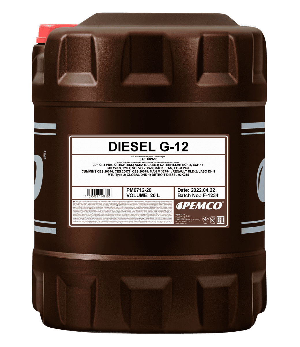 Масло моторное Pemco Diesel G-12 SHPD 10W-30 API CI-4/SL ACEA E7